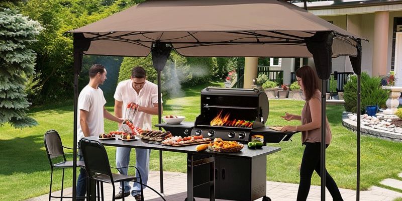 Enjoy your BBQ grilling under a soft top BBQ canopy.