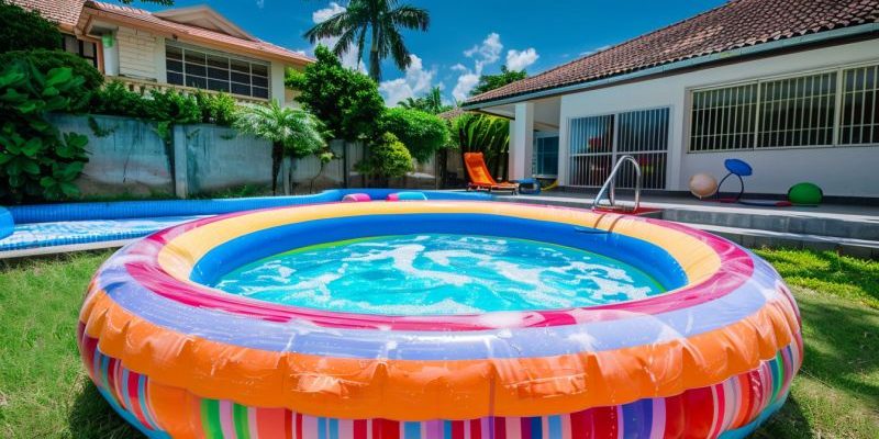 Give your kids summer time outdoors fun with an inflatable swimming pool for then to frolic in.