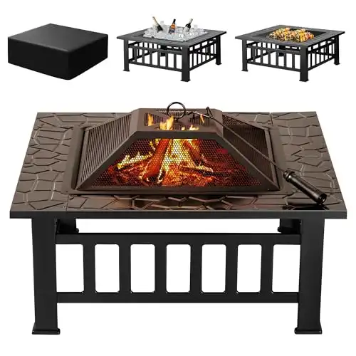 Devoko 32 inch Metal Outdoor Fire Pit Table